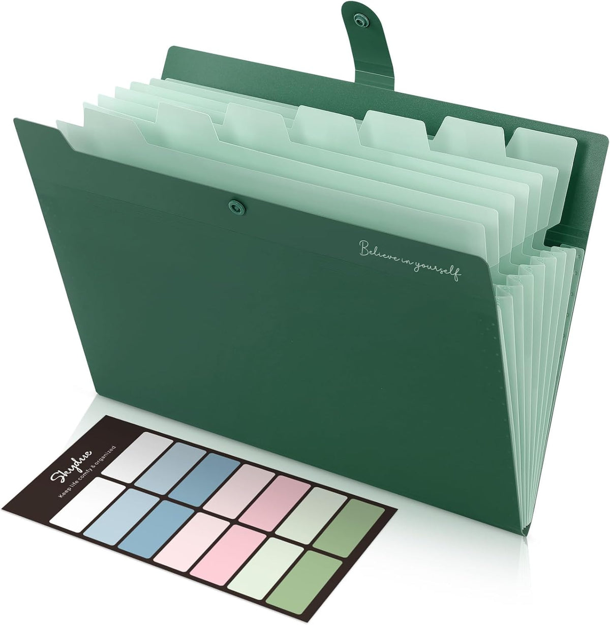 Expanding File Organizer with 8 Pockets, Accordion File Folders with Labels, Portable Document Paper Bill Receipt Organizer, Home College School Office Supplies, Letter Size, Blue