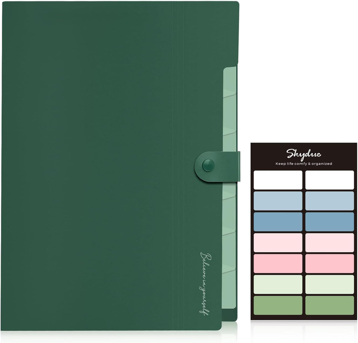 Expanding File Organizer with 8 Pockets, Accordion File Folders with Labels, Portable Document Paper Bill Receipt Organizer, Home College School Office Supplies, Letter Size, Blue