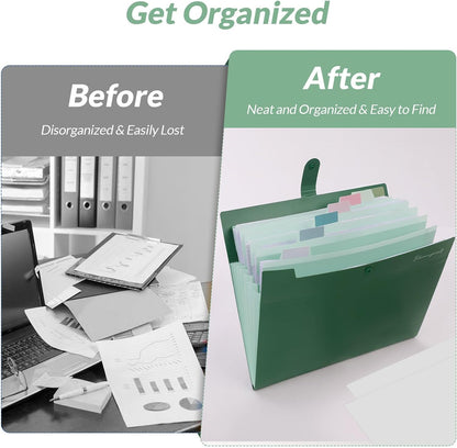 Expanding File Organizer with 8 Pockets, Accordion File Folders with Labels, Portable Document Paper Bill Receipt Organizer, Home College School Office Supplies, Letter Size, Blue