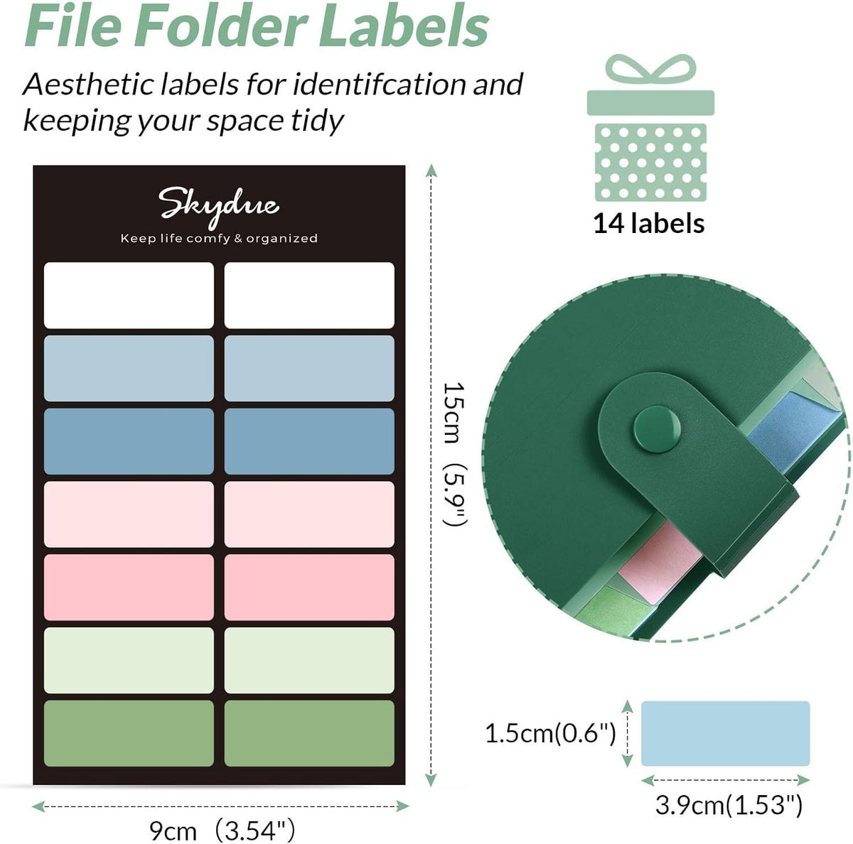 Expanding File Organizer with 8 Pockets, Accordion File Folders with Labels, Portable Document Paper Bill Receipt Organizer, Home College School Office Supplies, Letter Size, Blue