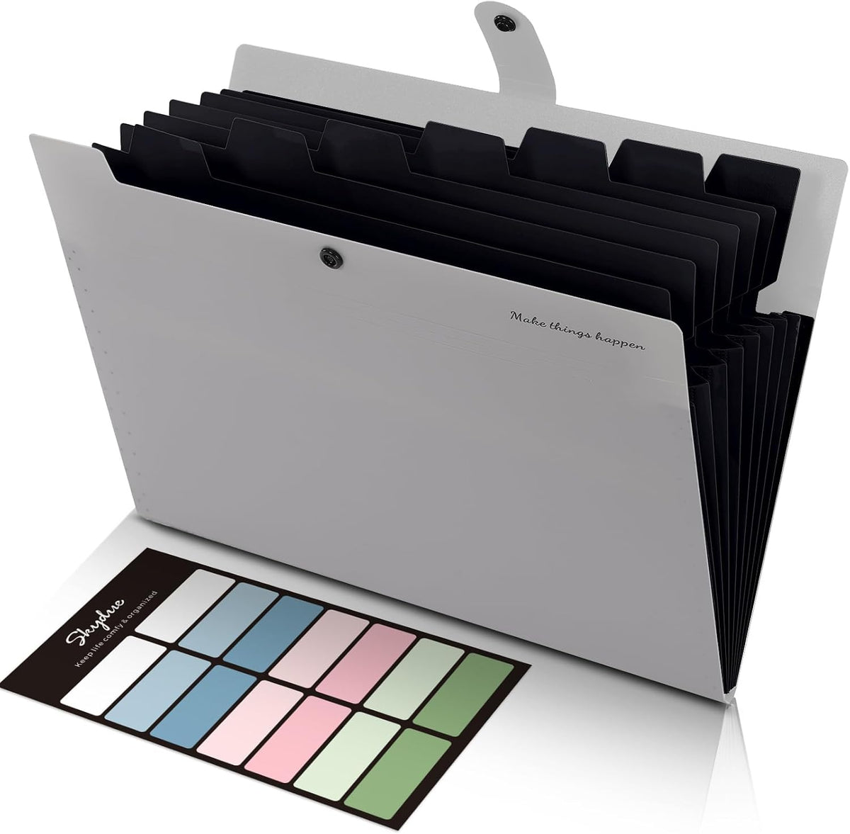 Expanding File Organizer with 8 Pockets, Accordion File Folders with Labels, Portable Document Paper Bill Receipt Organizer, Home College School Office Supplies, Letter Size, Blue