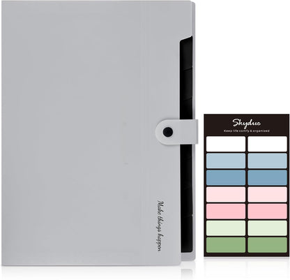 Expanding File Organizer with 8 Pockets, Accordion File Folders with Labels, Portable Document Paper Bill Receipt Organizer, Home College School Office Supplies, Letter Size, Blue