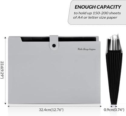 Expanding File Organizer with 8 Pockets, Accordion File Folders with Labels, Portable Document Paper Bill Receipt Organizer, Home College School Office Supplies, Letter Size, Blue