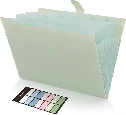 Expanding File Organizer with 8 Pockets, Accordion File Folders with Labels, Portable Document Paper Bill Receipt Organizer, Home College School Office Supplies, Letter Size, Blue