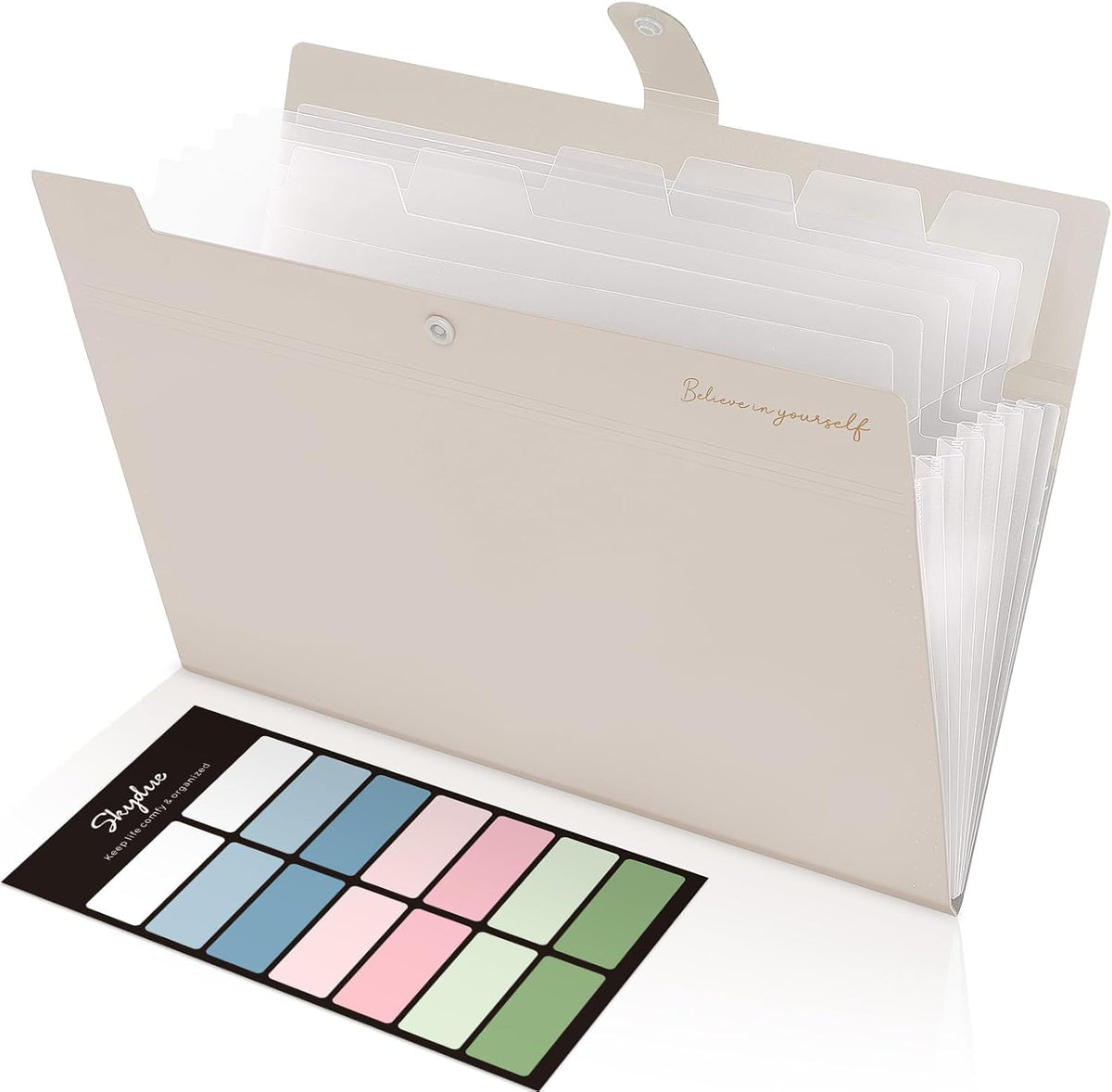 Expanding File Organizer with 8 Pockets, Accordion File Folders with Labels, Portable Document Paper Bill Receipt Organizer, Home College School Office Supplies, Letter Size, Blue
