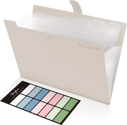 Expanding File Organizer with 8 Pockets, Accordion File Folders with Labels, Portable Document Paper Bill Receipt Organizer, Home College School Office Supplies, Letter Size, Blue