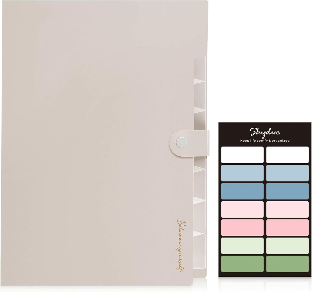 Expanding File Organizer with 8 Pockets, Accordion File Folders with Labels, Portable Document Paper Bill Receipt Organizer, Home College School Office Supplies, Letter Size, Blue