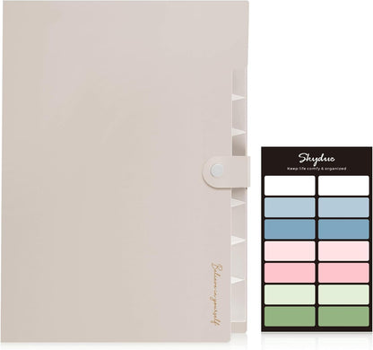Expanding File Organizer with 8 Pockets, Accordion File Folders with Labels, Portable Document Paper Bill Receipt Organizer, Home College School Office Supplies, Letter Size, Blue