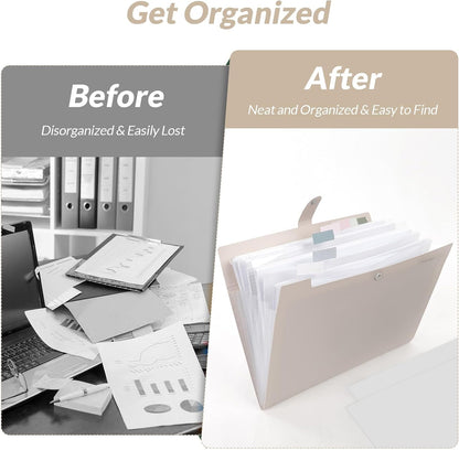 Expanding File Organizer with 8 Pockets, Accordion File Folders with Labels, Portable Document Paper Bill Receipt Organizer, Home College School Office Supplies, Letter Size, Blue