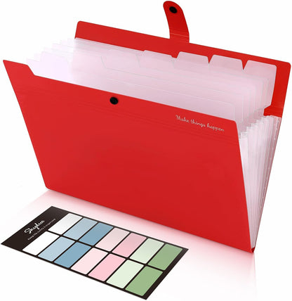 Expanding File Organizer with 8 Pockets, Accordion File Folders with Labels, Portable Document Paper Bill Receipt Organizer, Home College School Office Supplies, Letter Size, Blue