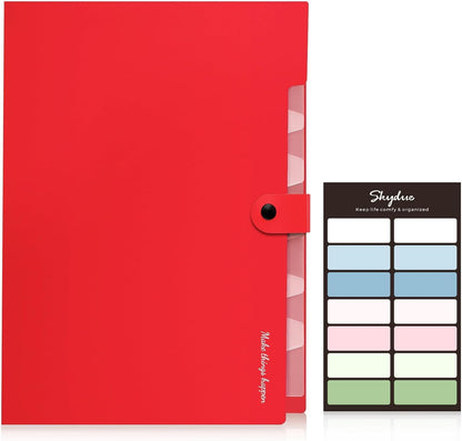 Expanding File Organizer with 8 Pockets, Accordion File Folders with Labels, Portable Document Paper Bill Receipt Organizer, Home College School Office Supplies, Letter Size, Blue