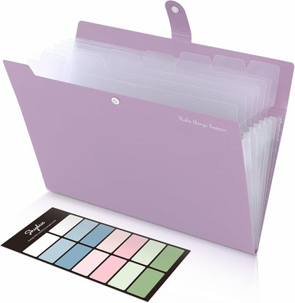 Expanding File Organizer with 8 Pockets, Accordion File Folders with Labels, Portable Document Paper Bill Receipt Organizer, Home College School Office Supplies, Letter Size, Blue