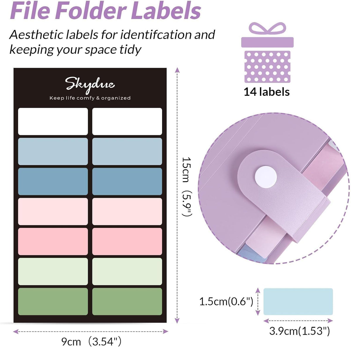 Expanding File Organizer with 8 Pockets, Accordion File Folders with Labels, Portable Document Paper Bill Receipt Organizer, Home College School Office Supplies, Letter Size, Blue
