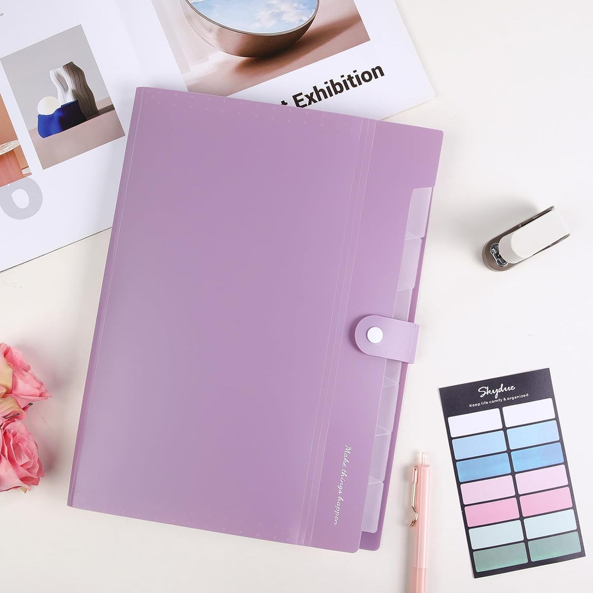 Expanding File Organizer with 8 Pockets, Accordion File Folders with Labels, Portable Document Paper Bill Receipt Organizer, Home College School Office Supplies, Letter Size, Blue