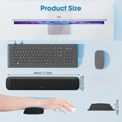 Keyboard Wrist Rest, Soft Memory Foam Wrist Support, Keyboard Hand Rest Pad for Wrist Pain Relief, Keyboard Wrist Guard for Long Hours of Work, Gaming, Studying（Classic Black）