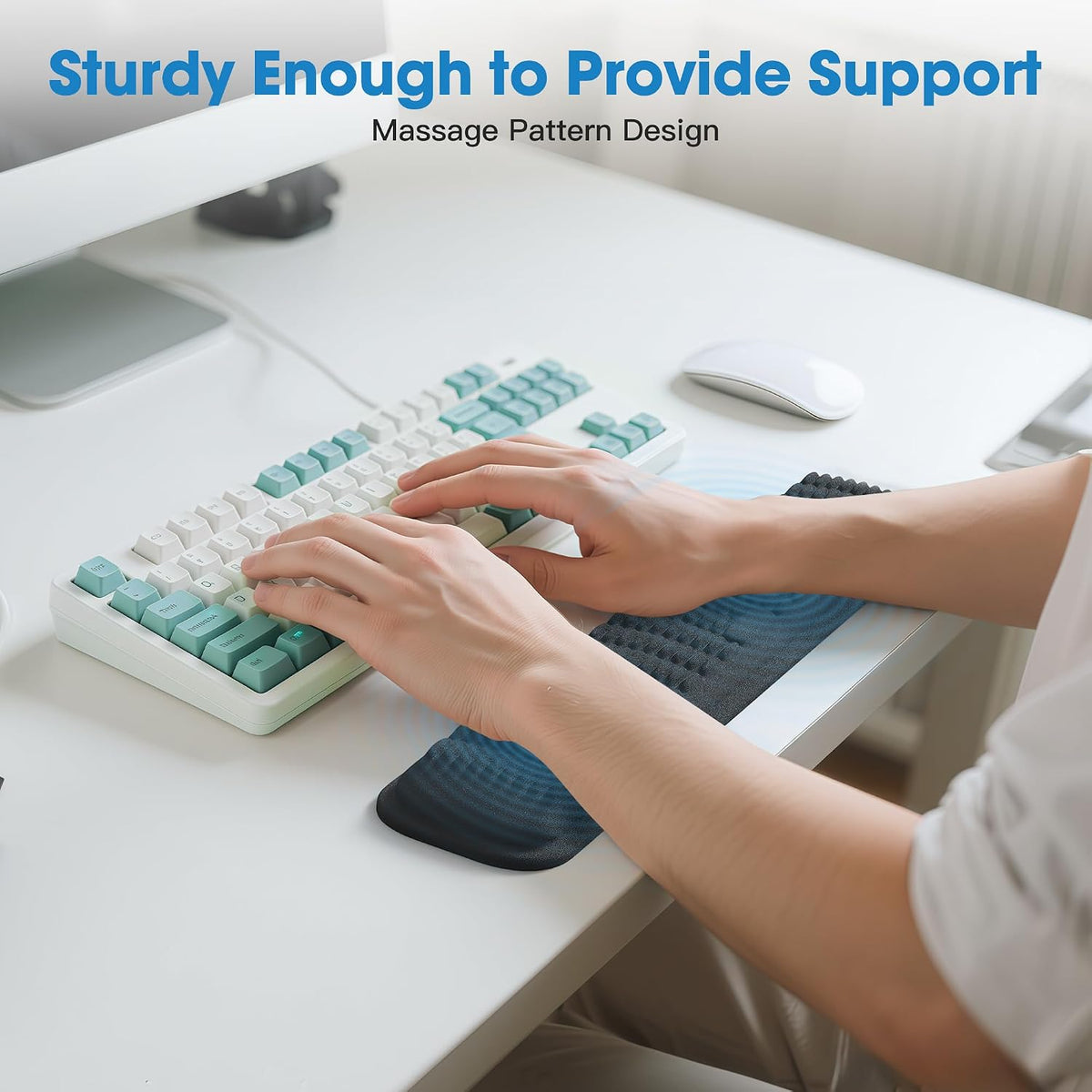 Keyboard Wrist Rest, Soft Memory Foam Wrist Support, Keyboard Hand Rest Pad for Wrist Pain Relief, Keyboard Wrist Guard for Long Hours of Work, Gaming, Studying（Classic Black）