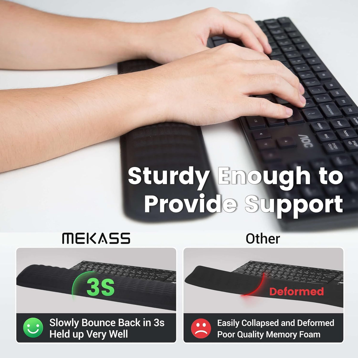 Keyboard Wrist Rest, Soft Memory Foam Wrist Support, Keyboard Hand Rest Pad for Wrist Pain Relief, Keyboard Wrist Guard for Long Hours of Work, Gaming, Studying（Classic Black）