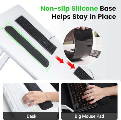Keyboard Wrist Rest, Soft Memory Foam Wrist Support, Keyboard Hand Rest Pad for Wrist Pain Relief, Keyboard Wrist Guard for Long Hours of Work, Gaming, Studying（Classic Black）