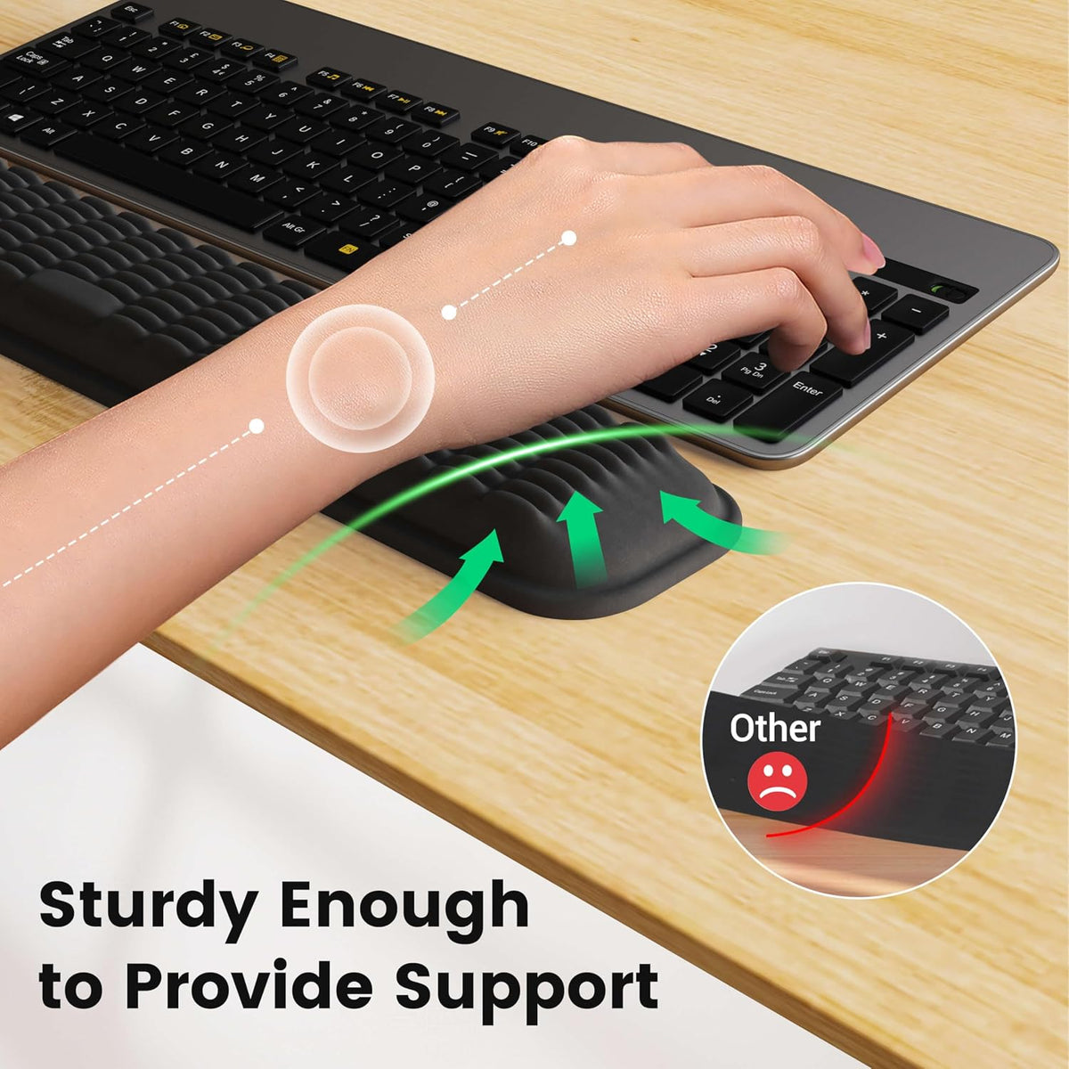 Keyboard Wrist Rest, Soft Memory Foam Wrist Support, Keyboard Hand Rest Pad for Wrist Pain Relief, Keyboard Wrist Guard for Long Hours of Work, Gaming, Studying（Classic Black）