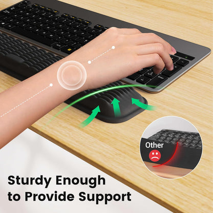 Keyboard Wrist Rest, Soft Memory Foam Wrist Support, Keyboard Hand Rest Pad for Wrist Pain Relief, Keyboard Wrist Guard for Long Hours of Work, Gaming, Studying（Classic Black）