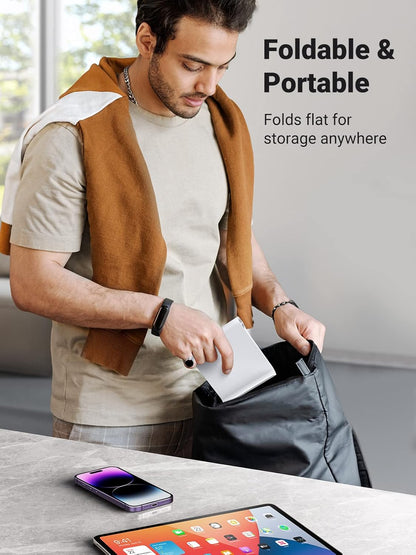 Tablet Stand Holder Adjustable Portable Desktop Dock Office Compatible with iPad Pro 11 9.7 10.5 Air Mini 5 4 3 2 iPhone 17 16 15 14 13 12 White