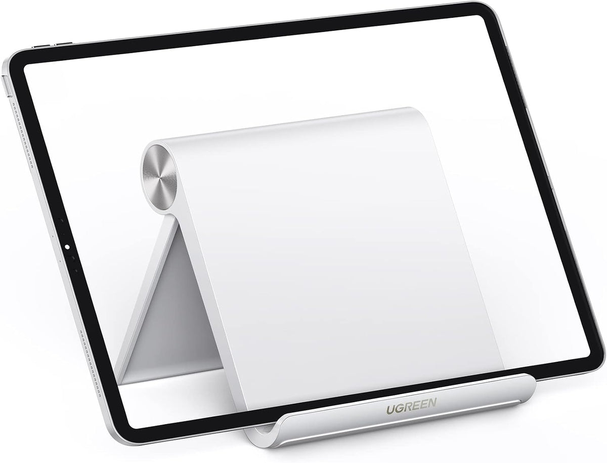 Tablet Stand Holder Adjustable Portable Desktop Dock Office Compatible with iPad Pro 11 9.7 10.5 Air Mini 5 4 3 2 iPhone 17 16 15 14 13 12 White