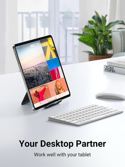 Tablet Stand Holder Adjustable Portable Desktop Dock Office Compatible with iPad Pro 11 9.7 10.5 Air Mini 5 4 3 2 iPhone 17 16 15 14 13 12 White