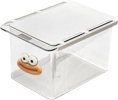 Under Desk Drawer Organizer - Wall-Mounted Dust-Proof Clear Pull-Out Storage Box with Cartoon Design, Stackable Slide-Out Drawer for Desk, Kitchen, Bathroom, Makeup, Cotton Swabs, Stationery