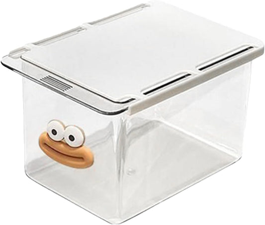 Under Desk Drawer Organizer - Wall-Mounted Dust-Proof Clear Pull-Out Storage Box with Cartoon Design, Stackable Slide-Out Drawer for Desk, Kitchen, Bathroom, Makeup, Cotton Swabs, Stationery