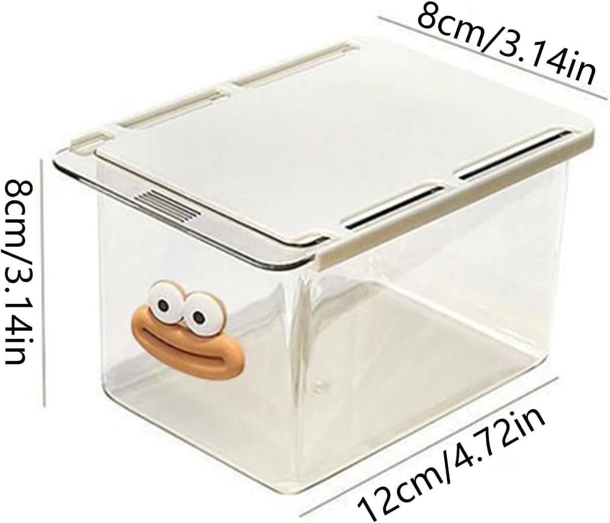 Under Desk Drawer Organizer - Wall-Mounted Dust-Proof Clear Pull-Out Storage Box with Cartoon Design, Stackable Slide-Out Drawer for Desk, Kitchen, Bathroom, Makeup, Cotton Swabs, Stationery