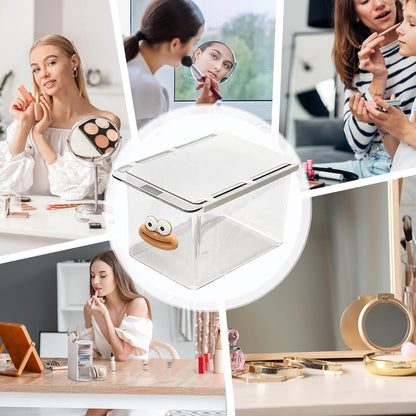 Under Desk Drawer Organizer - Wall-Mounted Dust-Proof Clear Pull-Out Storage Box with Cartoon Design, Stackable Slide-Out Drawer for Desk, Kitchen, Bathroom, Makeup, Cotton Swabs, Stationery