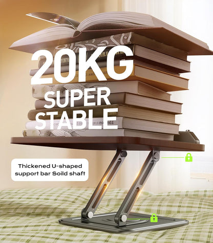 Book Stand for Reading, 360° Rotating Holder with Page Clip, Ergonomic