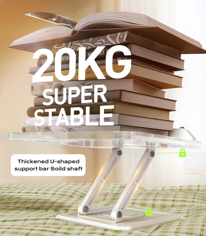 Book Stand for Reading, 360° Rotating Holder with Page Clip, Ergonomic
