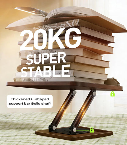 Book Stand for Reading, 360° Rotating Holder with Page Clip, Ergonomic