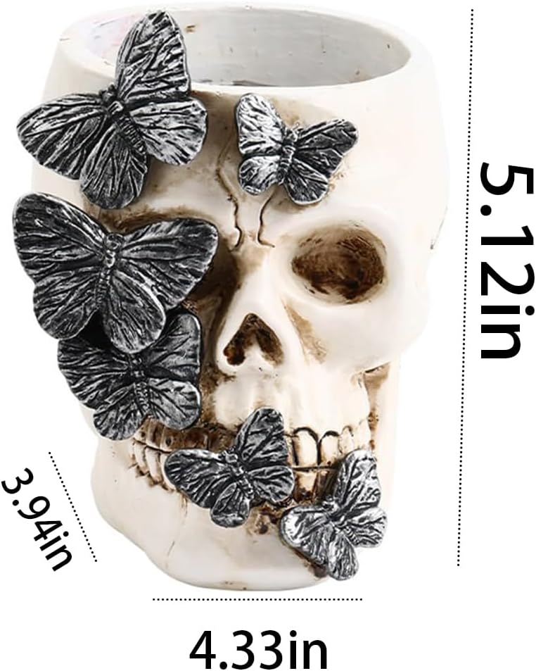 Skull Planter Goth Desk Accessories