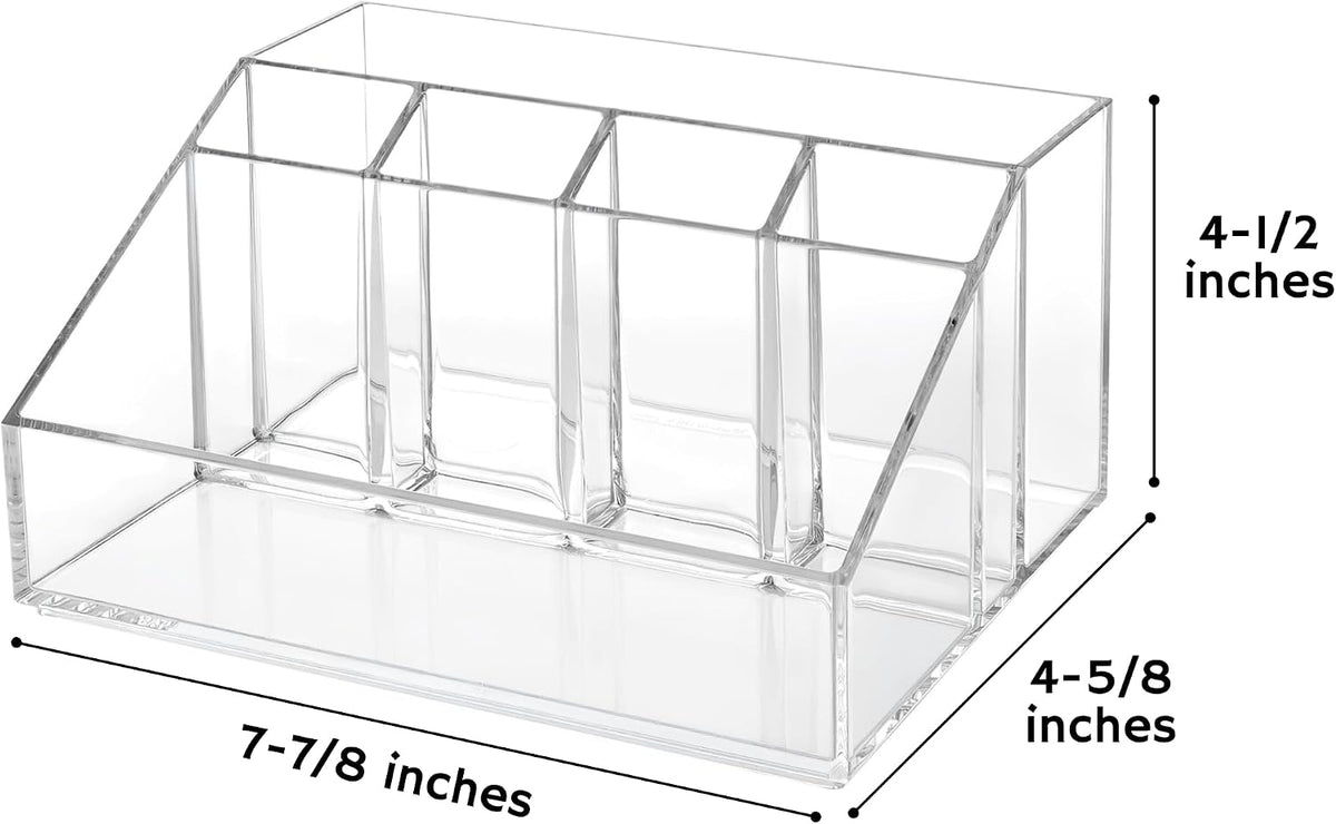 Stackable Desk Drawer Organizer, Clear Pen Pencil Makeup Brush Holder for Desktops and Vanities, 4 Wide Drawers (Made in USA)