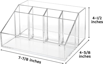 Stackable Desk Drawer Organizer, Clear Pen Pencil Makeup Brush Holder for Desktops and Vanities, 4 Wide Drawers (Made in USA)