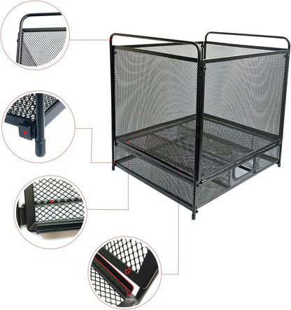 Mesh Desktop Hanging File Organizer with Drawer, Letter Size, Black