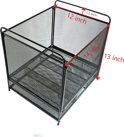 Mesh Desktop Hanging File Organizer with Drawer, Letter Size, Black