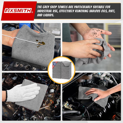 Shop Towels, Pack of 200, Grey Microfiber Cleaning Cloth Bulk, Microfiber Towels for Cars, All-Purpose Absorbent Cleaning Rags, Dust Cloth for Automotive, Mechanic, Garage, 11.5 x 11.5 inch