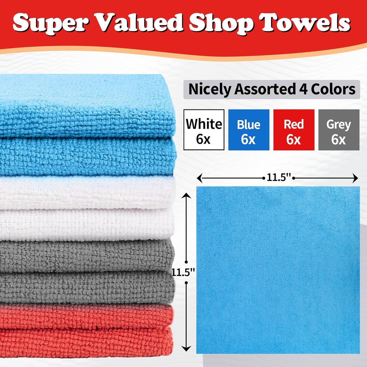 Shop Towels, Pack of 200, Grey Microfiber Cleaning Cloth Bulk, Microfiber Towels for Cars, All-Purpose Absorbent Cleaning Rags, Dust Cloth for Automotive, Mechanic, Garage, 11.5 x 11.5 inch