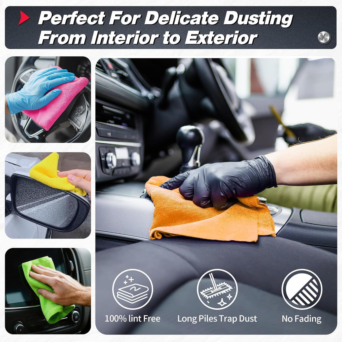 Shop Towels, Pack of 200, Grey Microfiber Cleaning Cloth Bulk, Microfiber Towels for Cars, All-Purpose Absorbent Cleaning Rags, Dust Cloth for Automotive, Mechanic, Garage, 11.5 x 11.5 inch