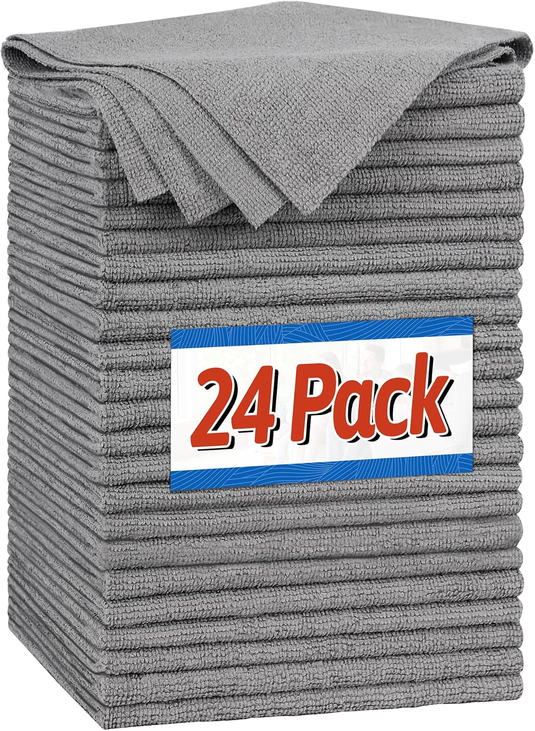 Shop Towels, Pack of 200, Grey Microfiber Cleaning Cloth Bulk, Microfiber Towels for Cars, All-Purpose Absorbent Cleaning Rags, Dust Cloth for Automotive, Mechanic, Garage, 11.5 x 11.5 inch