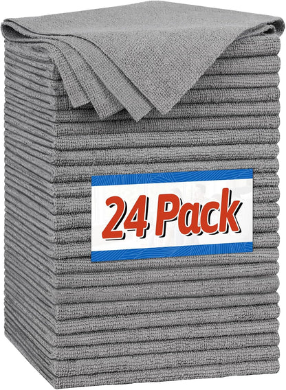 Shop Towels, Pack of 200, Grey Microfiber Cleaning Cloth Bulk, Microfiber Towels for Cars, All-Purpose Absorbent Cleaning Rags, Dust Cloth for Automotive, Mechanic, Garage, 11.5 x 11.5 inch