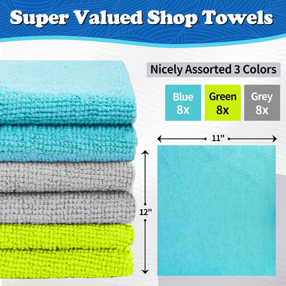 Shop Towels, Pack of 200, Grey Microfiber Cleaning Cloth Bulk, Microfiber Towels for Cars, All-Purpose Absorbent Cleaning Rags, Dust Cloth for Automotive, Mechanic, Garage, 11.5 x 11.5 inch
