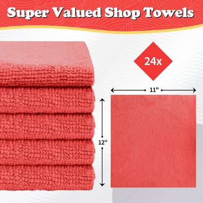 Shop Towels, Pack of 200, Grey Microfiber Cleaning Cloth Bulk, Microfiber Towels for Cars, All-Purpose Absorbent Cleaning Rags, Dust Cloth for Automotive, Mechanic, Garage, 11.5 x 11.5 inch
