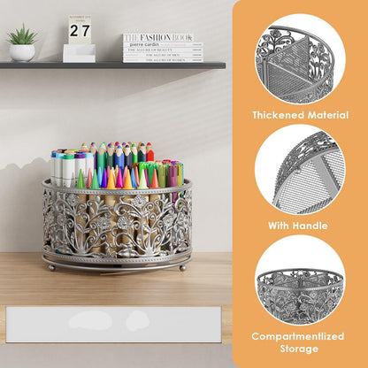 Rotating Mesh Desk Organizer - 4 Slots Cute Pen Pencil Holder Caddy
