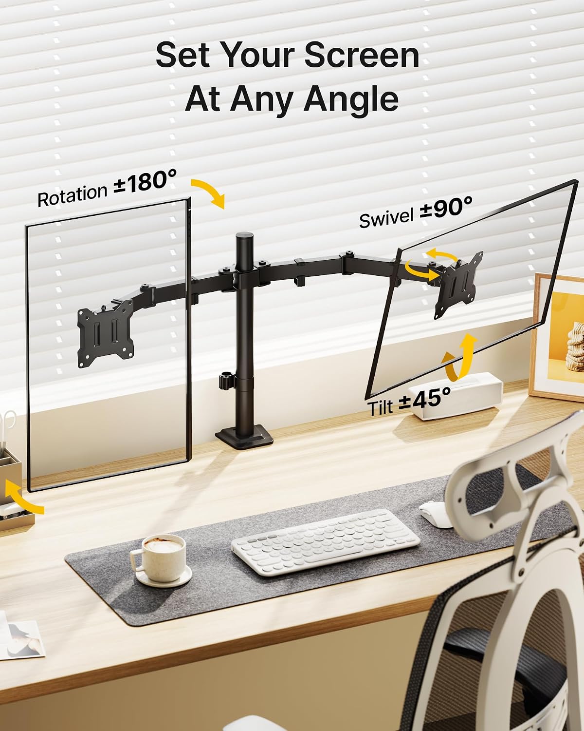 Heavy-Duty Dual Monitor Stand for 17-32", 22 lbs Each