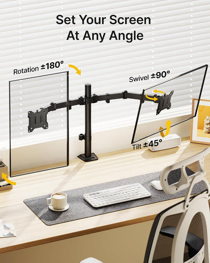 Heavy-Duty Dual Monitor Stand for 17-32", 22 lbs Each