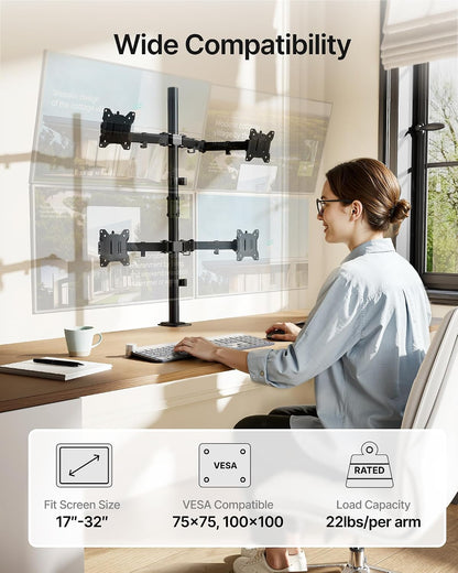Heavy-Duty Dual Monitor Stand for 17-32", 22 lbs Each